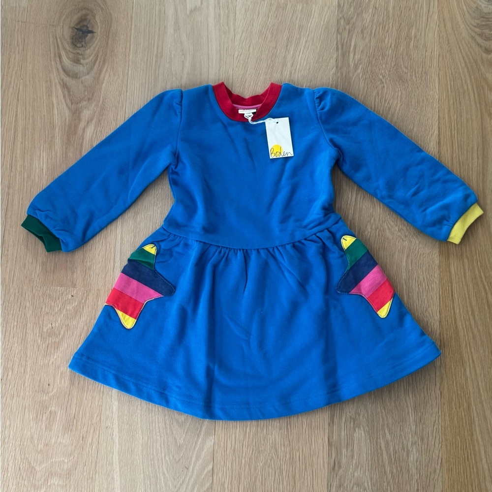 Mini Boden Blue Dress with Colorful Accents